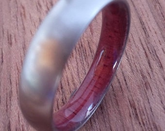Titanium Wedding Ring: Purple Heart Wood Inlay, 5mm Band