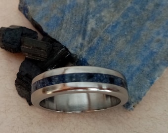 Ring men -wedding, Ring men stone, Mens wedding band, Titanium wedding band, Lapis lazuli stone, Tourmaline Stone, Raw stone, Womens rings
