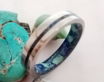 Female rings, Crystal ring for men, Men's wedding band, Male stone ring, Alternative proposal, Lapis lazuli stone, Turquoise, 5mm