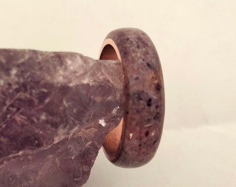 Raw Amethyst Stone Copper Ring: Boho Wedding Band