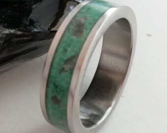 Male rings Raw Stone Wedding Band Titanium for Men Women Engagement Ring His and Hers Promise bands Unique Malachite Obsidian