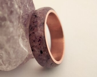 Amethyst raw stone, Copper wedding band, Engagement ring, Mens wedding band, Women wedding band, His and her ring, Man wedding band, 6mm