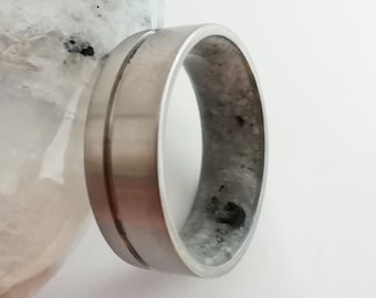 Titanium Moonstone Ring: Hypoallergenic Boho Wedding Band