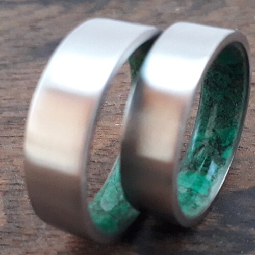 His and Hers Rings Malachite Stone Men's Wedding Bands - Etsy