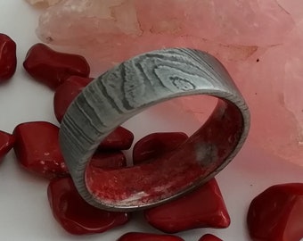 Unique wedding ring, Red jasper stone, Rose quartz, Raw stone, Red stone, His and hers, Engagement ring, Wedding band