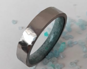 Mens wedding Rings, Male engagement ring, Promise band, Aquamarine stone, Crystal ring, His and hers band, Man ring, Gemstone ring, Unisex