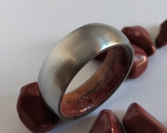 Stone ring, Wooden ring, Titanium weding band, Bloodstone, Ash wood, Mens rings, Womens band, Unique rings, Engagement band, Promise ring