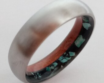 Redwood, Tourmaline, Turquoise, Titanium, Mens wedding band, Wedding band women, Unique wedding ring, Boho ring, Engagement band, Promise