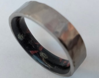 Rustic Engagement band, Peridot stone ring, Red Jasper stone ring, Black Tourmaline stone ring, Mens wedding ring, Male ring, His and hers