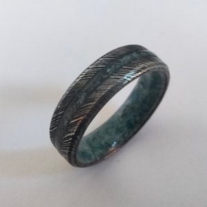 Mens wedding band ring, Man Moss agate raw stone ring, Male Engegament rings, Unique anniversary gift ring