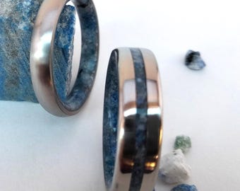 Womens rings, Mens ring, Sodalite wedding ring, His and hers band, Two rings, Crystal Engagement ring, Raw crystal ring, Male ring