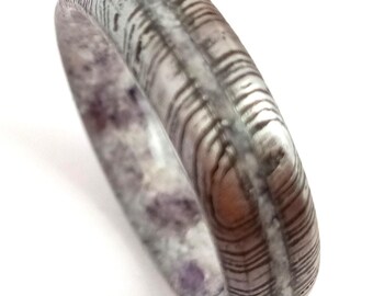 Raw stone ring, Man Damascus ring, Stone band ring, Raw Mother of pearl, Raw Amethyst, His and hers ring, Damascus steel ring, Damascus band