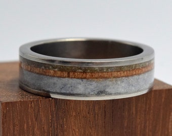 Mens jewelry rings, Moonstone, Oak wood, Obsidian stone, His and hers wedding band, Womens rings