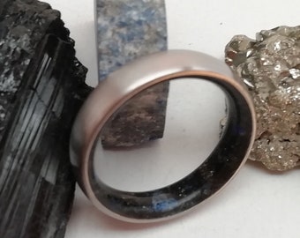Womens rings, Mens wedding band Unique ring for womens Raw Black Tourmaline Raw Pyrite stone Raw Lapis lazuli stone Titanium ring Raw stone