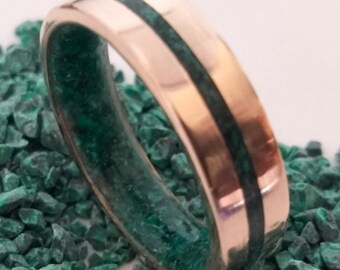 Wedding rings, Rings for mens, Rings for womens, Unisex birthday gift, Natural Green Malachite raw stone, His and hers rings