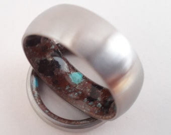 Titanium Wedding Band Set: Stone Inlay Promise Rings