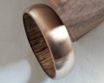 His and hers wooden rings, Bronze ring for mens, White Oak wood inside, Mens wedding band, Anniversary gift for mens, Mens jewelry
