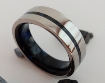 Gemstone Ring men, Wedding, Ring raw stone, Male wedding band, Titanium marriage band, Lapis lazuli stone, Tourmaline Stone, Mix Raw stone