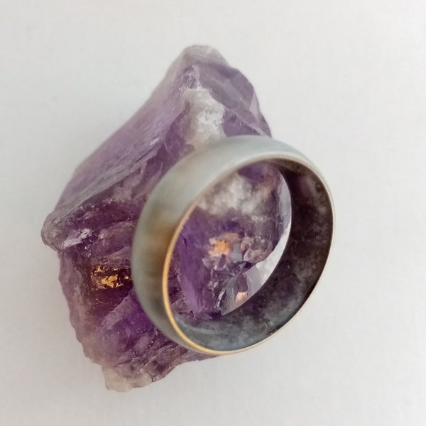 Amethyst Titanium Wedding Band: His & Hers Engagement Ring, 6mm