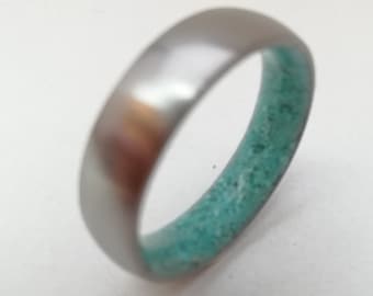 Turquoise ring, Wedding band Engagement, Wedding ring, Unique wedding band, Titanium Promise ring, His and her wedding, Raw stone unisex