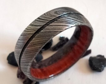 Gift for womens, Womens natural wedding rings, Mens Damascus steel rings, Unique comfort fit marriage rings, Jewelry gift for womens