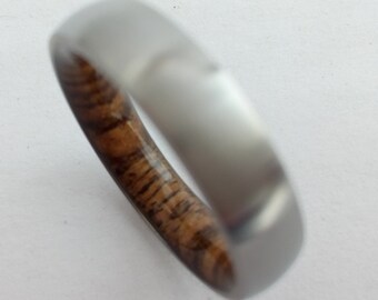Male rings, Mens wedding band, Titanium ring women, Men engagemenet ring, Bocote wood, Matte finish, Anniversary gift unisex