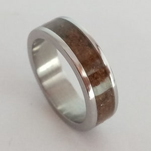 Tiger Eye Stone Titanium Ring: Raw Stone Engagement Band