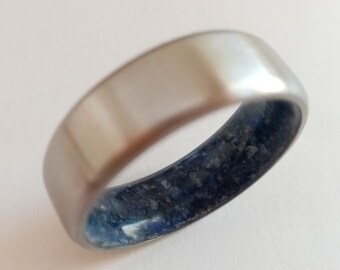 Jewelry rings for his and her, Wedding band Engagement band Man or Woman, Lapis lazuli stone ring, Unisex His and hers gift, Hipoallergenic