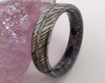 Damacus rings, Mens band, Womens ring, Promise ring, Amethyst inside, Moonstone, Unisex band, Raw stone, Engagement band