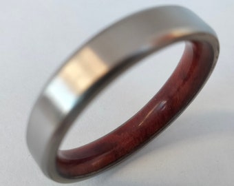 Male rings, California Redwood ring, Beveled edges band, Titanium wedding band, Mens wedding band, Christmas gift, Secuoya ring