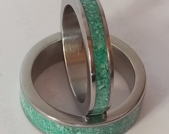 His and hers Turquoise rings, Handmade jewelry, Wedding rings, Raw stone, Engagement rings, Promise rings, Alternative rings, Boho desing