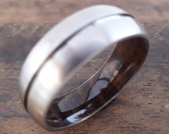 Ebony Wood Titanium Ring: Hypoallergenic Wedding Band, 7mm