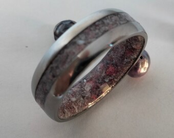 Titanium Wedding Band: Raw Stone Mens Ring, Unisex (6mm)