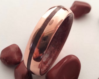 Handmade Copper Bloodstone Ring: His & Hers Wedding Band