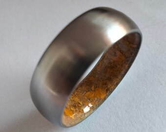 Bumblebee Agate Titanium Ring: Handmade Unisex Band