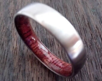 Purple Heart Wood Ring: Titanium Wedding Band, Alternative Engagement Ring