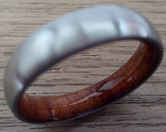 Titanium and wood ring