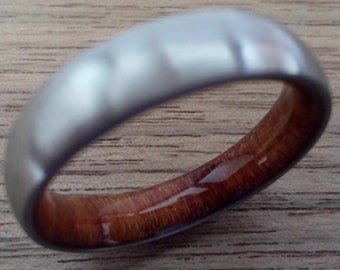 Titanium Wedding Band with Granadillo Wood Inlay