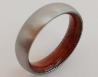 Titanium Wood Ring: Redwood Wedding or Engagement Band