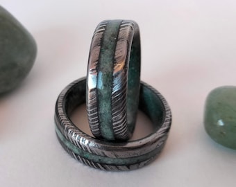 Damascus steel ring set