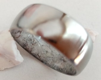 Raw White Howlite Stone Ring: Titanium Wedding Band, His and Hers, 7mm