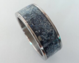 Men's wedding band, Engagement ring, Promise ring, Mens ring, Gift for boyfriend, Mix Lapis lazuli and White Abulon, 9mm, Unique ring