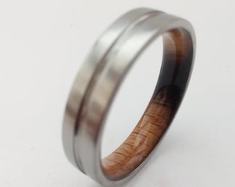 Titanium and wood ring