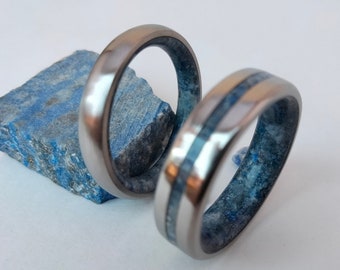 Raw Sodalite rings, Boho style ring, Alternative Wedding Engagement Promise rings, Natural jewelry, His and hers, Mens wedding bans, Women