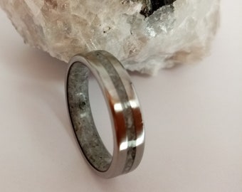 Handmade Titanium Moonstone Ring - Mens Wedding Band