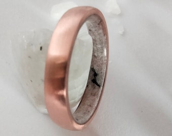 Handmade Copper Ring: Raw Moonstone Band, His & Hers Wedding Jewelry