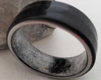 Raw stone rings, Black Tourmaline ring, Square band, Mens Moonstone band, Male rings, Male jewelry, Unisex ring, Womens engagement band