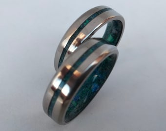 Set rings, Titanium rings, Mens wedding bands, Engagement bands, Rings set, Lapis lazuli & Malachite, Mens stone rings, Womens bands
