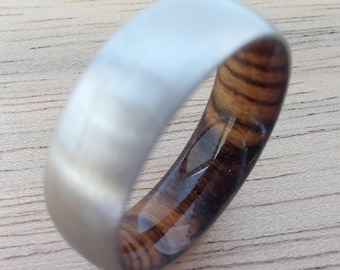 Bocote Wood Titanium Ring: Unisex Wedding Band