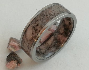 Titanium wedding ring, Mens wedding ring, Engagement ring, Promise unisex ring, Rings for men, Rings for women, Pink stone